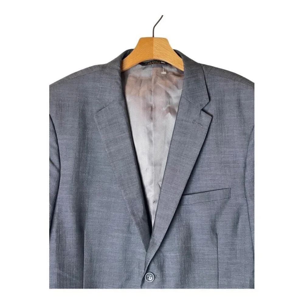 Caravelli Collezione Gray Single Breasted Two Button Close Oxford Blazer Size 44
